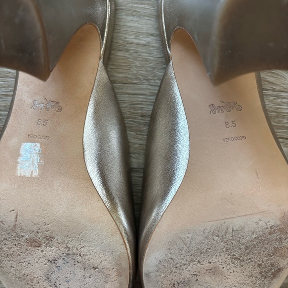 COACH Laurence Metallic Leather Sandals in Platinum Champagne Size 8.5 - Picture 12 of 15